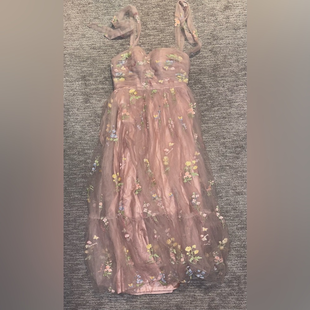 Floral Embroidered Tulle Dress